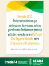 Remoção de Professores Efetivos para EEEP José Ciro Nogueira Machado